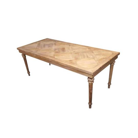 Reclaimed Elm Dining Table Parquet with Turned Leg 200cm